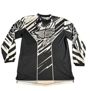 Fly Racing Motocross Jersey Mens XL Black White Graphic Long Sleeve V-Neck MX